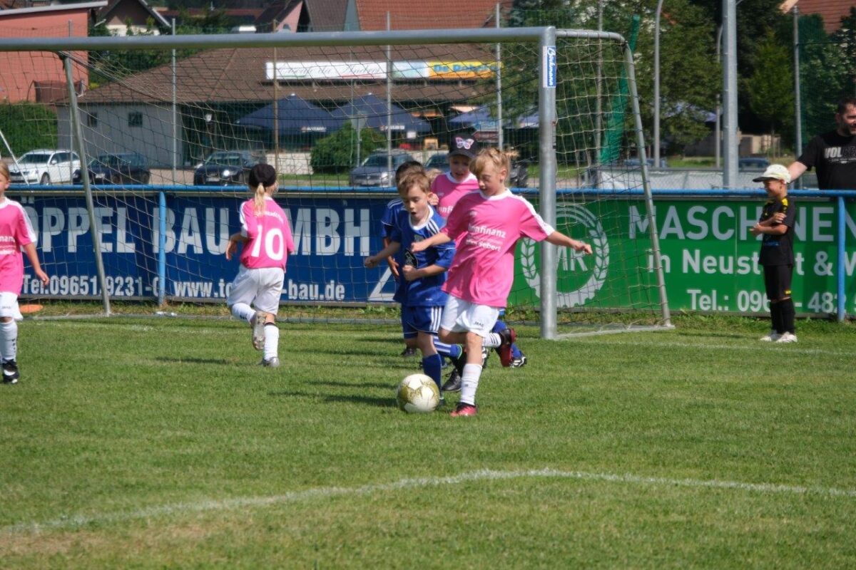 Die jüngsten Fußballer jagen beim Fuchs-Cup dem runden Leder nach. Foto: Renate Hilburger